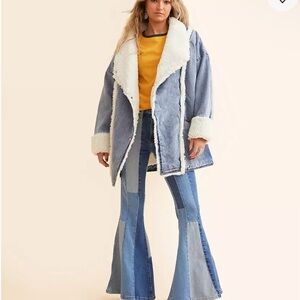 Wrangler Blue Denim Jacket with White Sherpa Lining